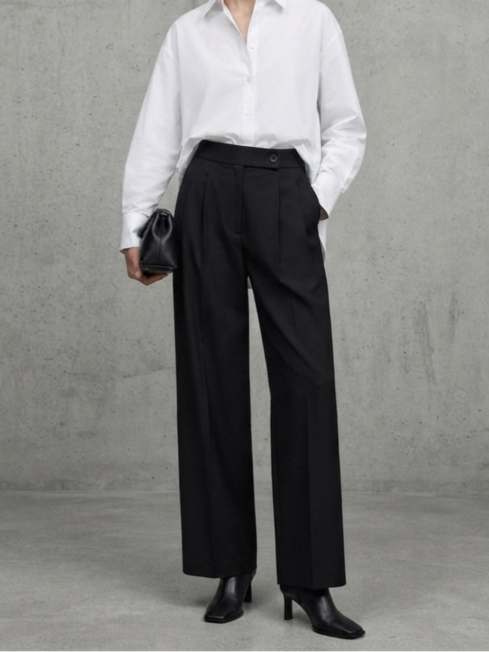 Zara Black Highrise Wide Leg Pleated Pants Size Small